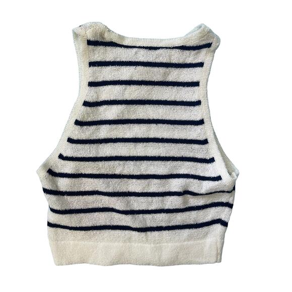 ASOS Striped Navy Crop Top Coverup Nautical Preppy Women’s Size 4 - Picture 2 of 3